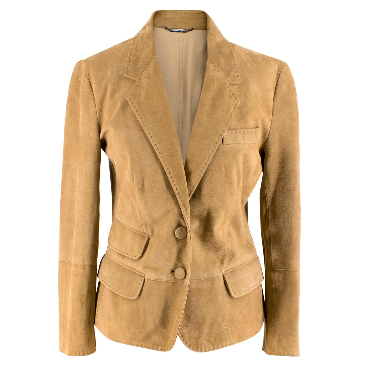 Dolce and Gabbana Brown Suede Jacket UK 12 For Sale at 1stDibs
