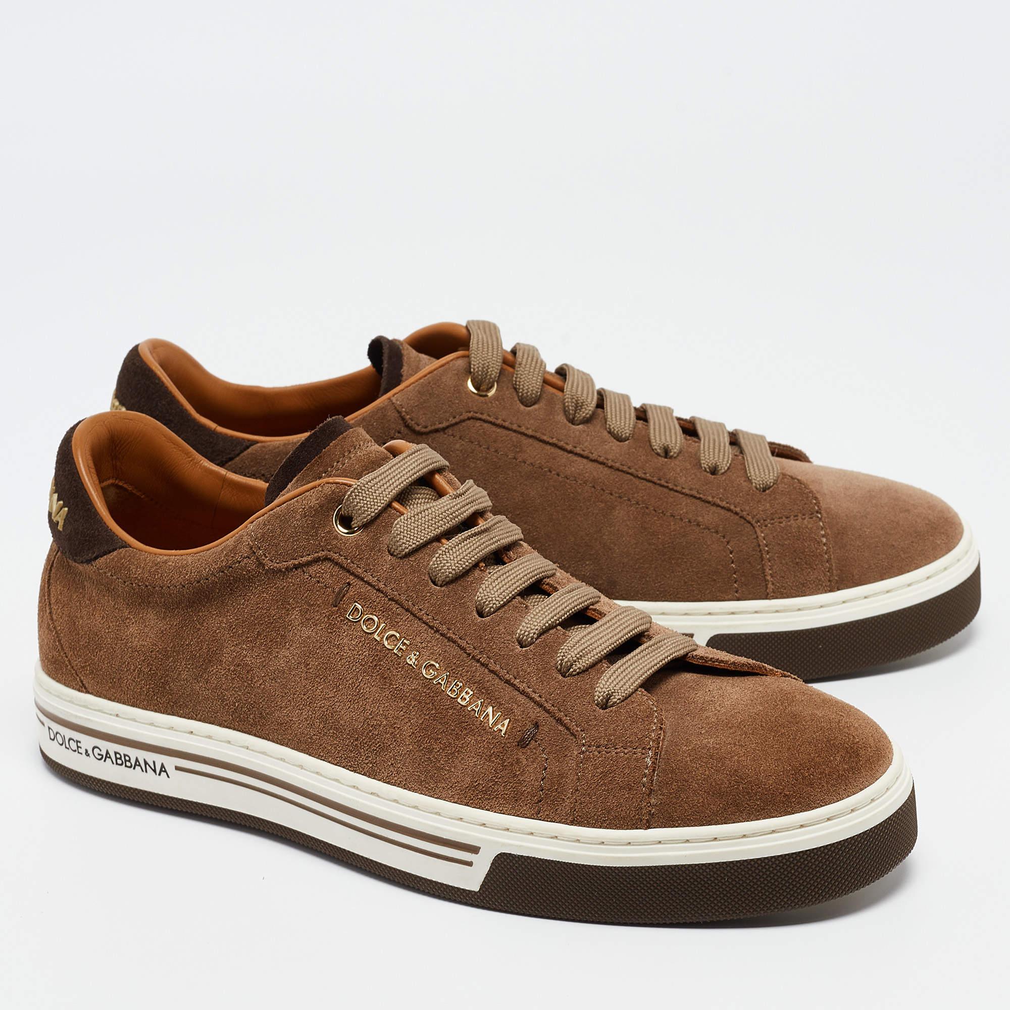 Dolce & Gabbana - Scarpe da ginnastica basse in pelle scamosciata marrone Taglia 39 In condizioni ottime in vendita a Dubai, Al Qouz 2