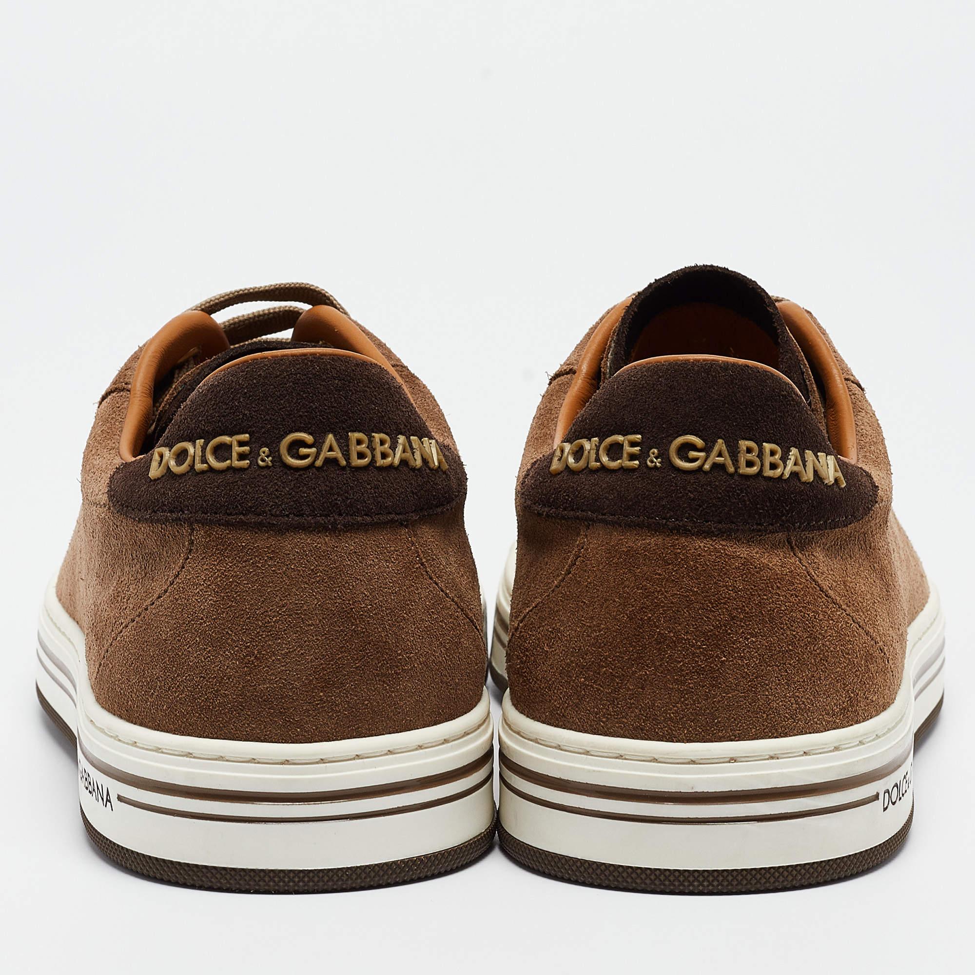 Uomo Dolce & Gabbana - Scarpe da ginnastica basse in pelle scamosciata marrone Taglia 39 in vendita