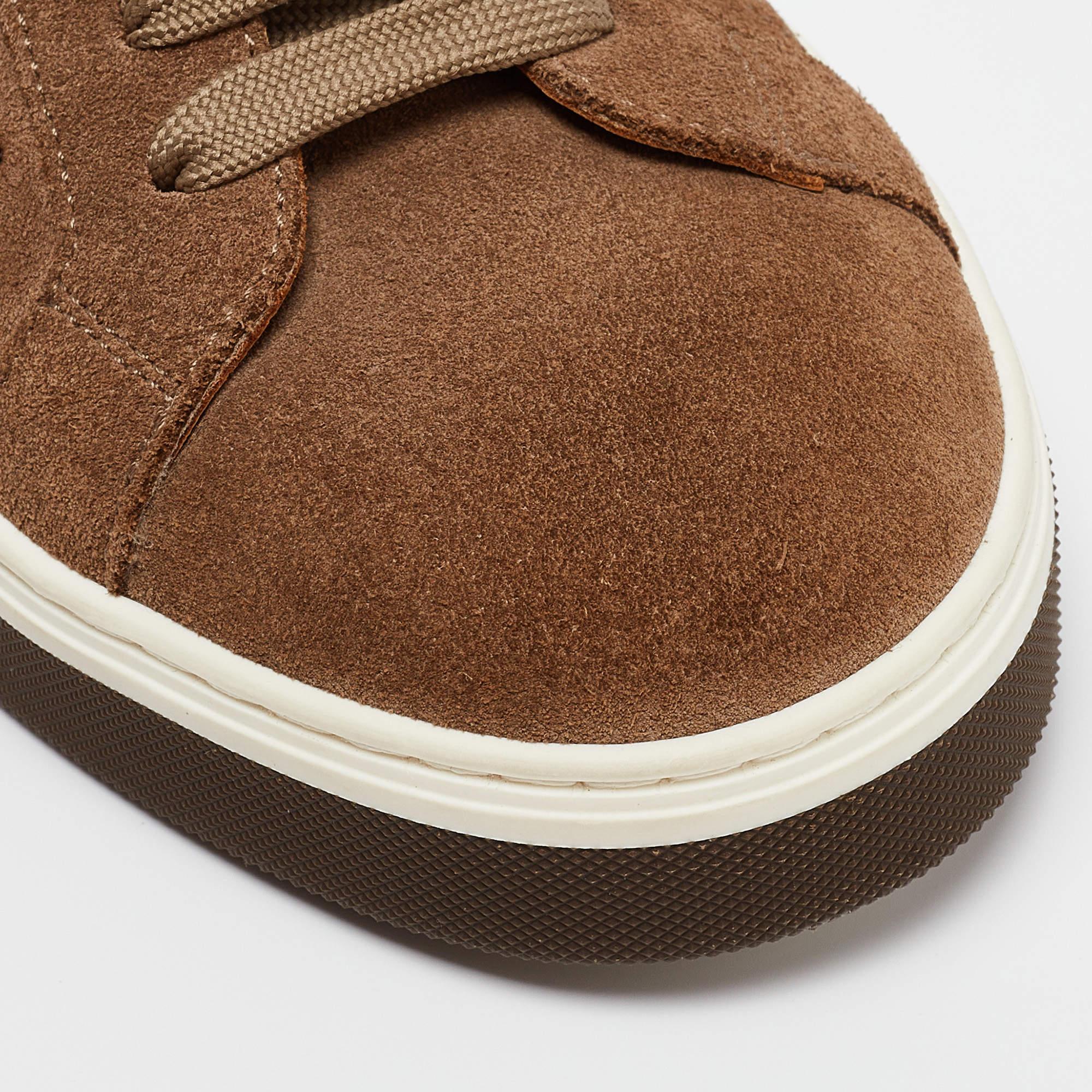 Dolce & Gabbana - Scarpe da ginnastica basse in pelle scamosciata marrone Taglia 39 in vendita 2