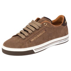 Dolce & Gabbana Brown Suede Low Top Sneakers Size 39