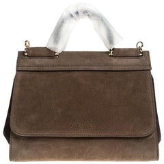 Dolce & Gabbana Brown Suede Soft Miss Sicily Top Handle Bag