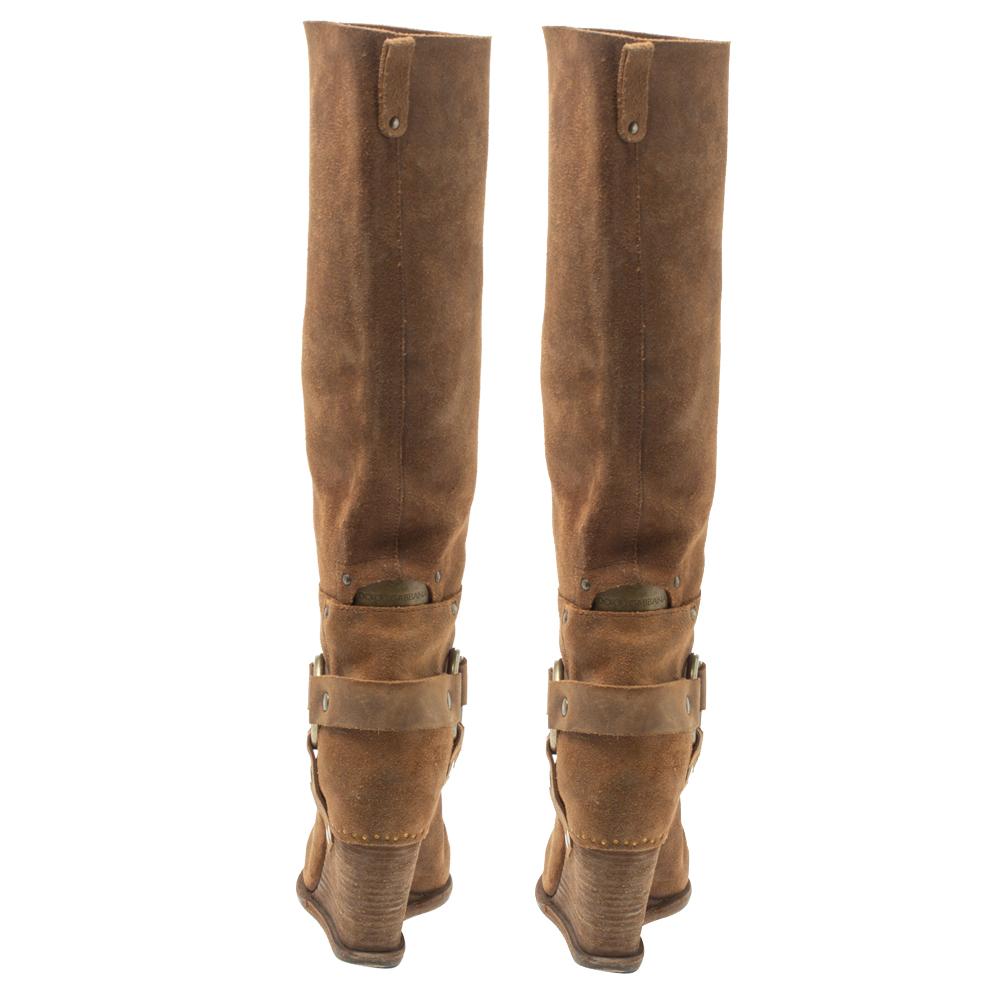brown wedge knee high boots