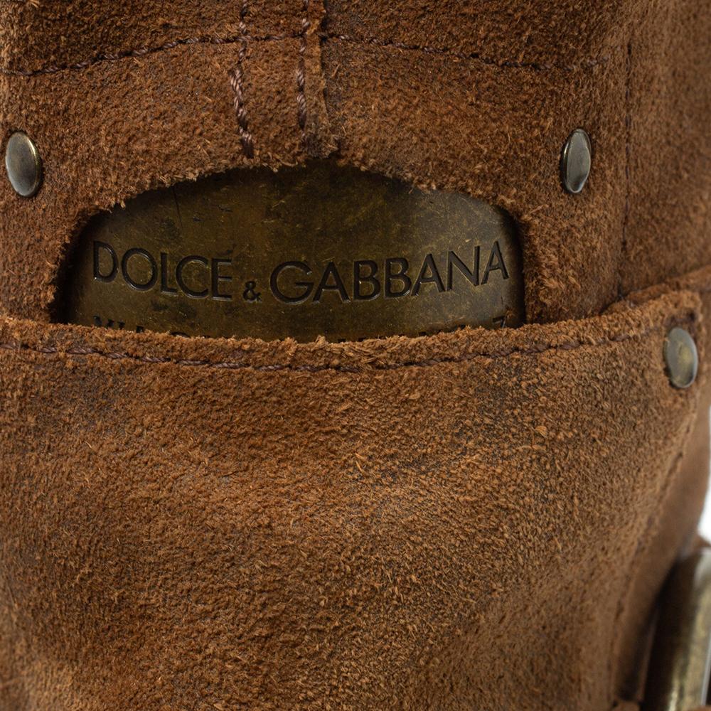 Dolce & Gabbana Brown Suede Wedge Knee High Boots Size 38 1