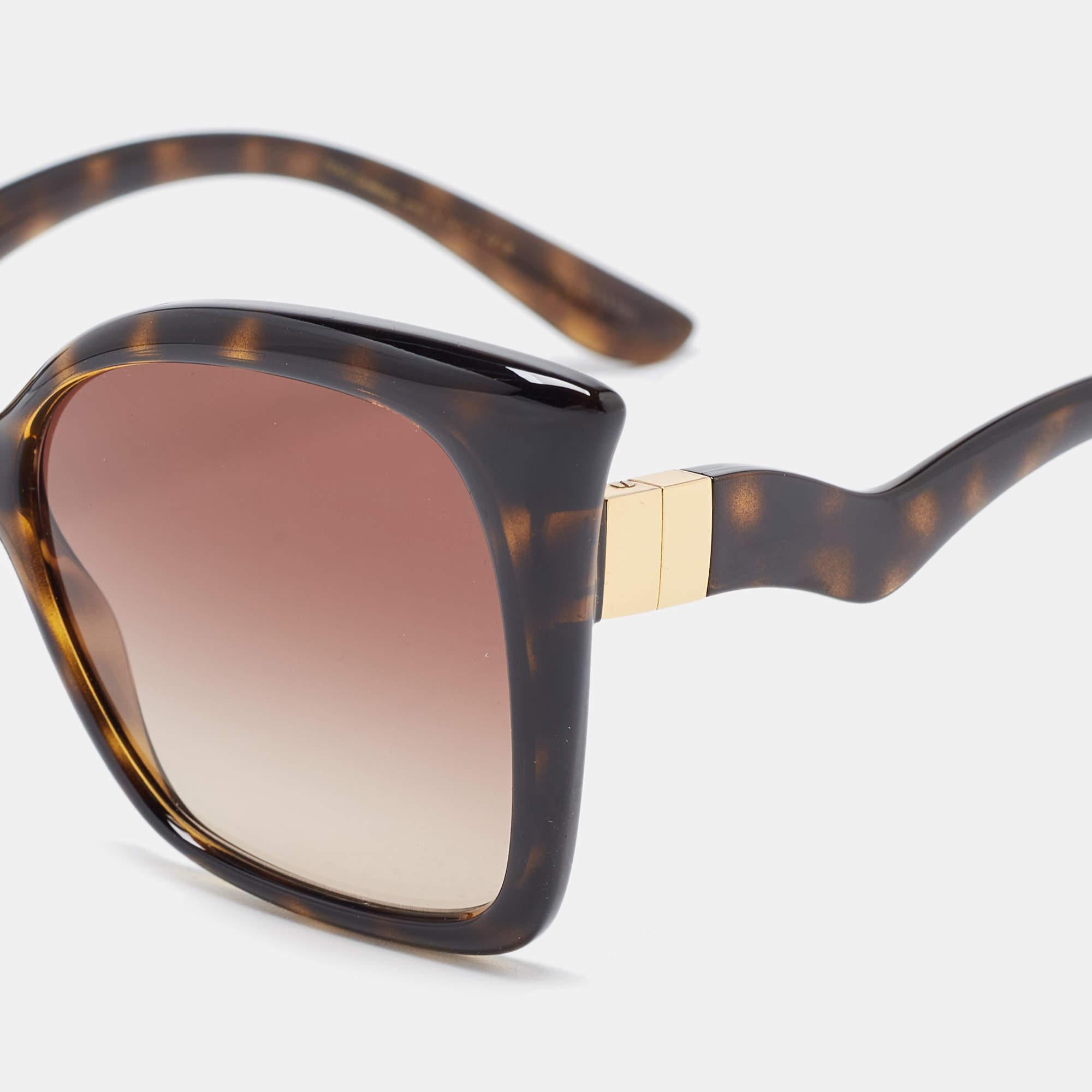 Dolce & Gabbana Brown Tortoise Gradient DG6168 Butterfly Sunglasses In Excellent Condition In Dubai, Al Qouz 2