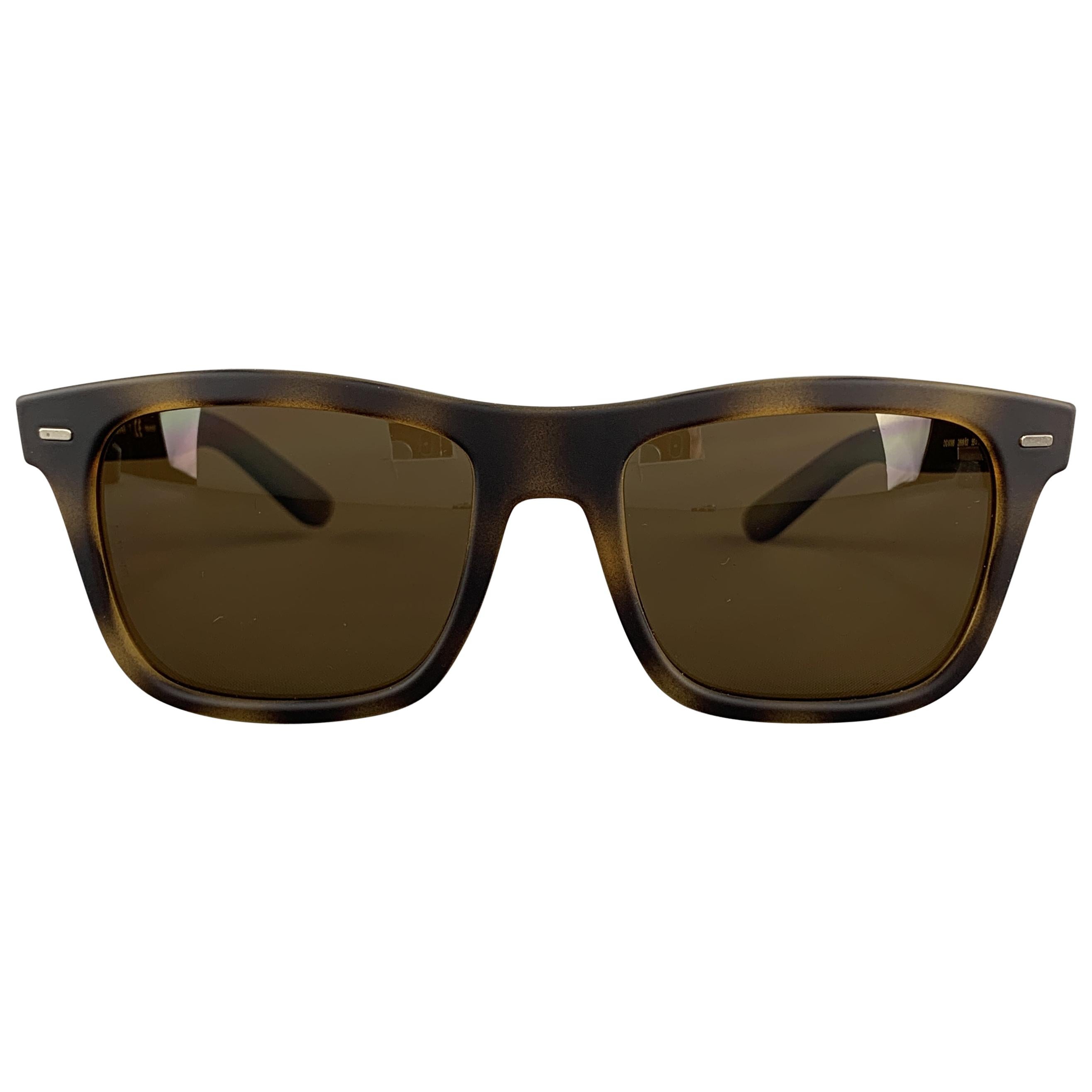 DOLCE & GABBANA Brown Tortoiseshell Rubberized Acetate Sunglasses