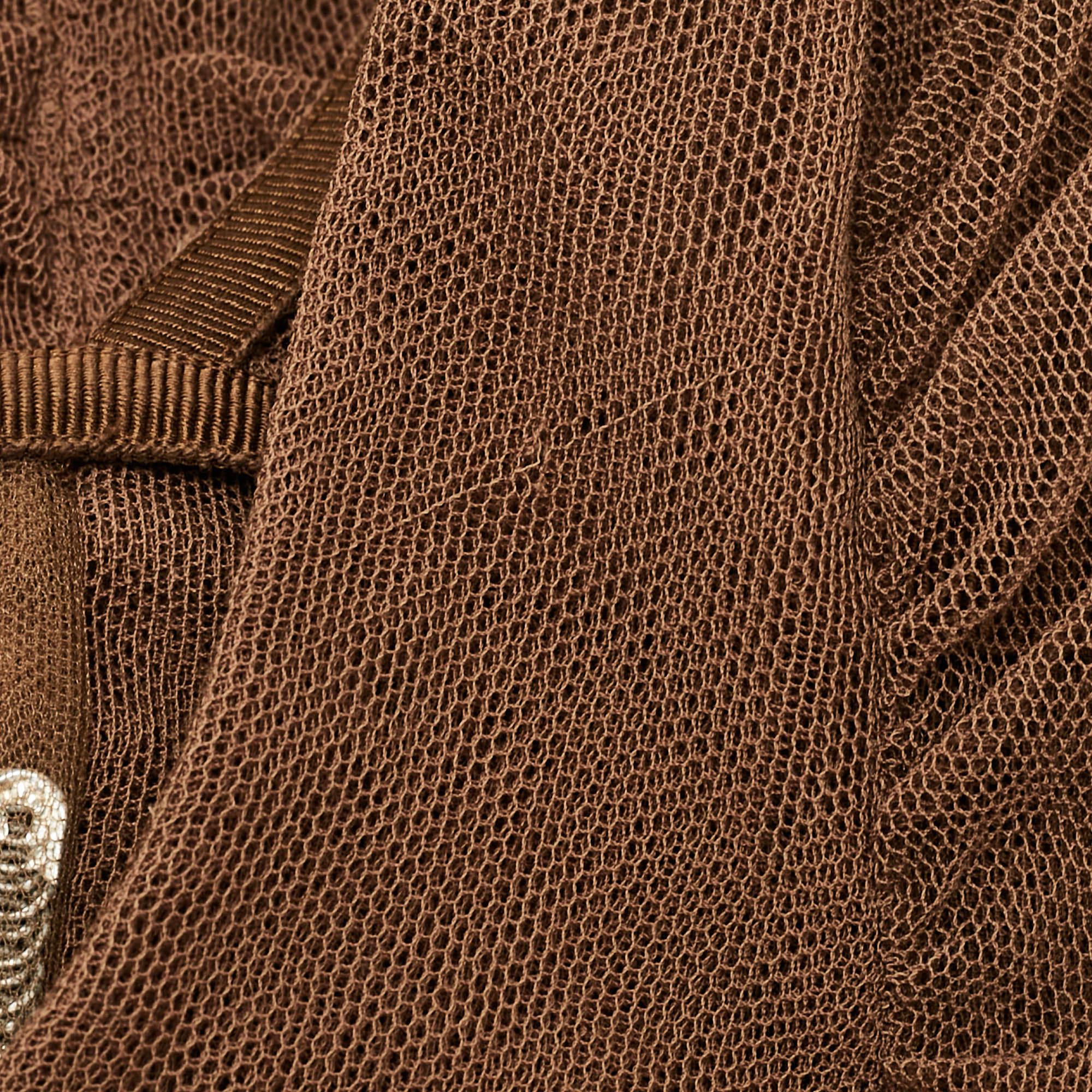 Dolce & Gabbana Brown Robe longue froncée en tulle L en vente 1