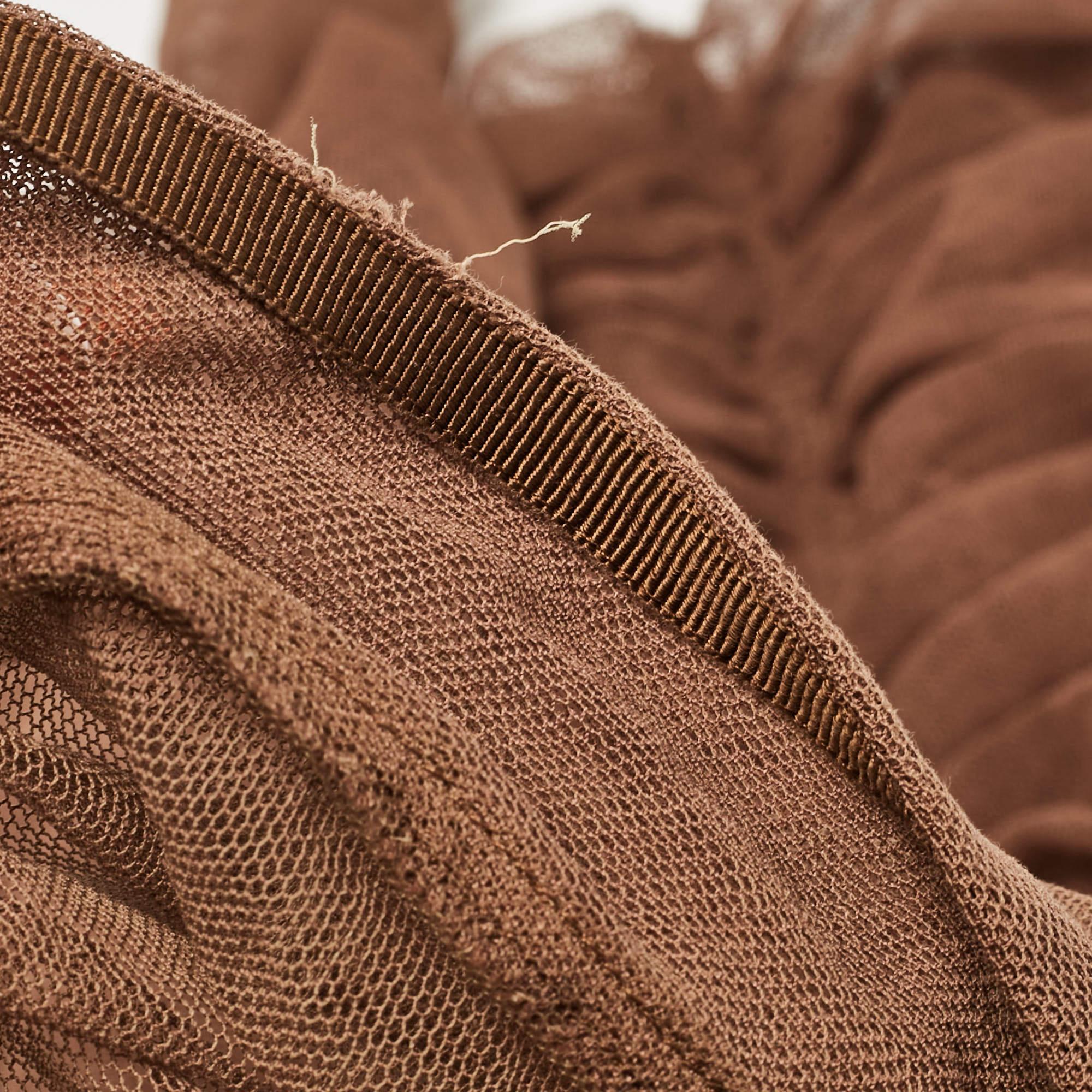 Dolce & Gabbana Brown Robe longue froncée en tulle L en vente 2