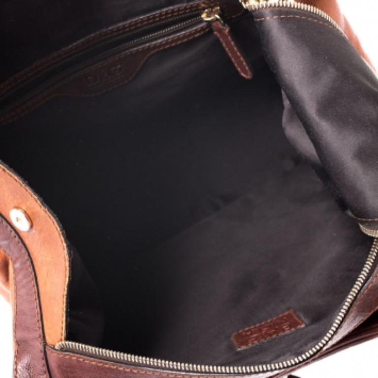 Dolce & Gabbana Brown/Turquoise Leather Push Lock Satchel in vendita 2