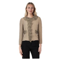 Dolce & Gabbana Brown Tweed Lace Trim Jacket Size L
