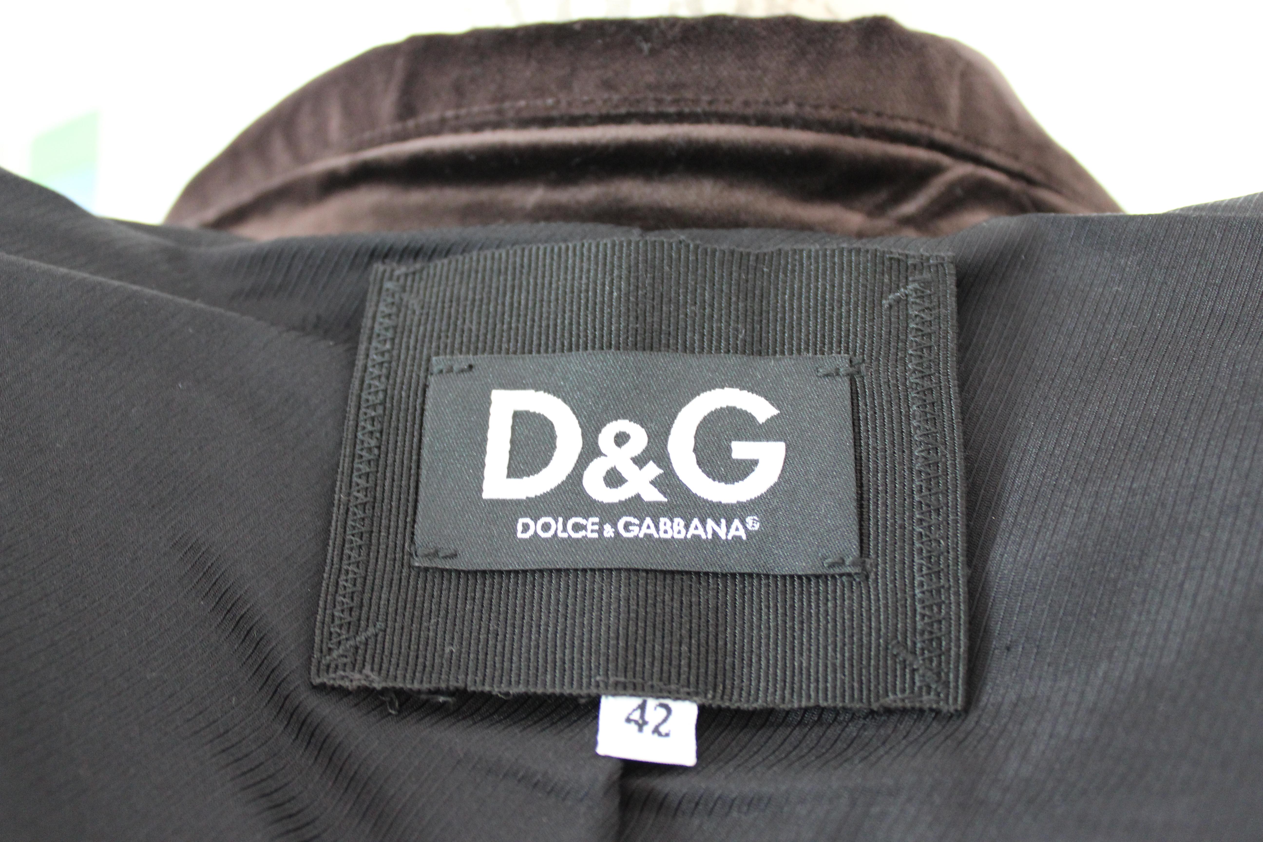 Dolce & Gabbana Brown Velvet Blazer Jacket 1990s 1