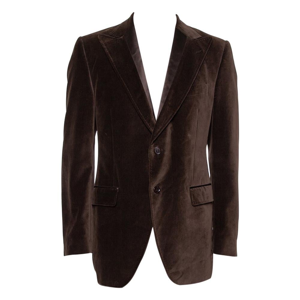 Dolce & Gabbana Brown Velvet Blazer XL