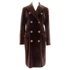 Dolce & Gabbana Brown Velvet Double Breasted Coat Vintage 2000s