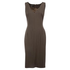 Dolce & Gabbana Brown Virgin Wool Midi-Length Dress Size M