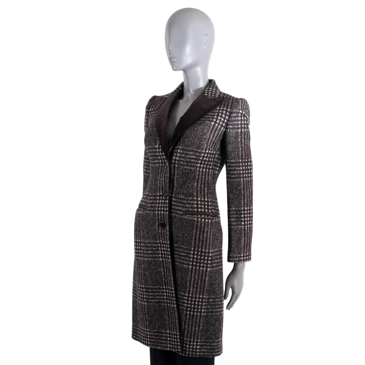 Women's DOLCE & GABBANA brown wool 2020 PRINCE OF WALES CHECK Coat Jacket 36 XS For Sale