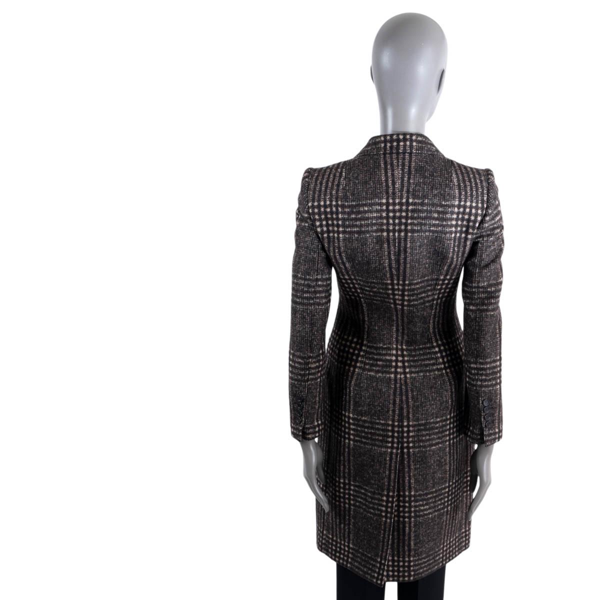 DOLCE & GABBANA brown wool 2020 PRINCE OF WALES CHECK Coat Jacket 36 XS For Sale 1