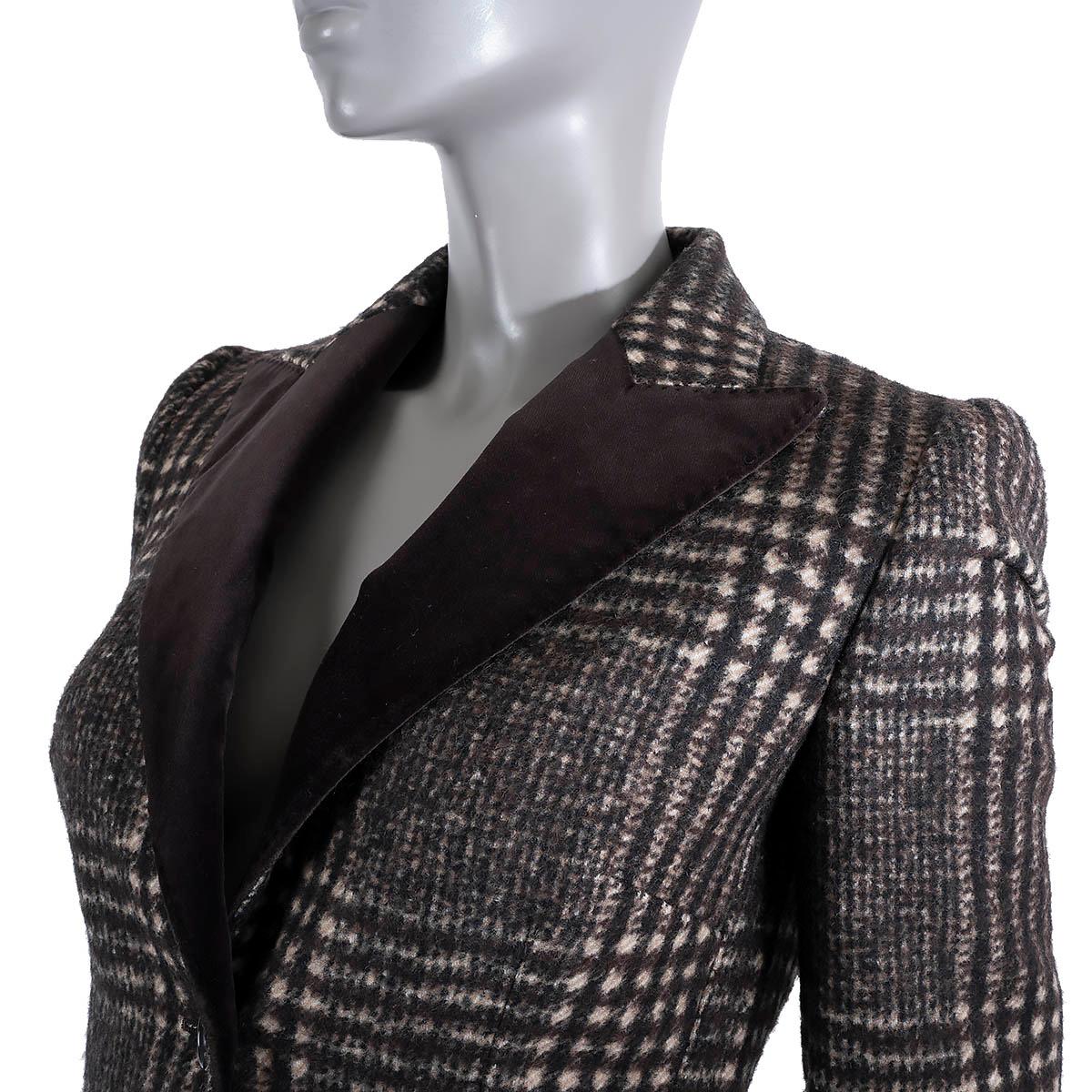 DOLCE & GABBANA brown wool 2020 PRINCE OF WALES CHECK Coat Jacket 36 XS For Sale 2