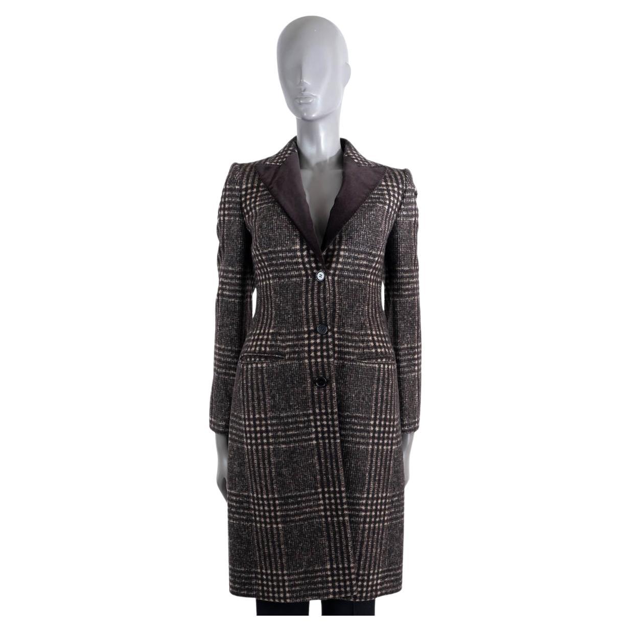 DOLCE & GABBANA brown wool 2020 PRINCE OF WALES CHECK Coat Jacket 36 XS For Sale