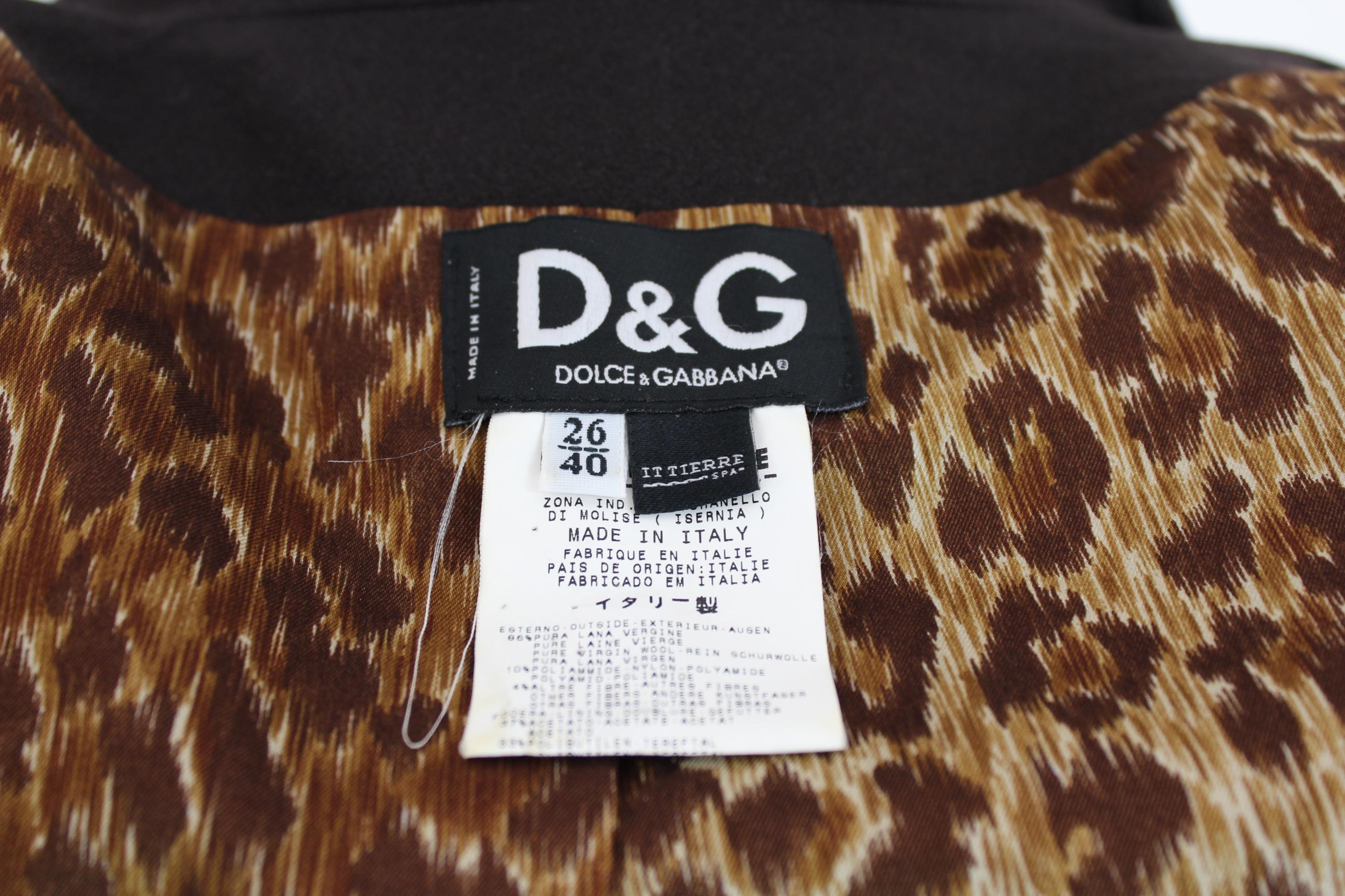 Dolce & Gabbana Brown Wool Double Breasted Flared Jacket  1