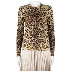 Dolce 
Gabbana Brown Wool Leopard Knit Cardigan Size XS