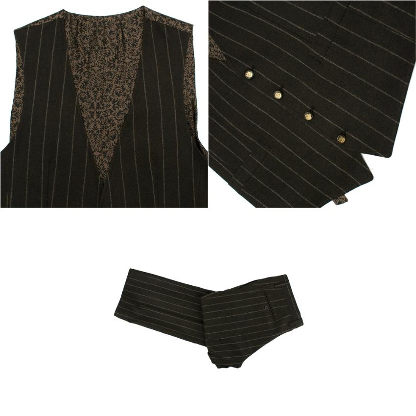 Women's or Men's Dolce & Gabbana Brown Wool Pinstripe 3 Piece Suit - Size L EU 50
