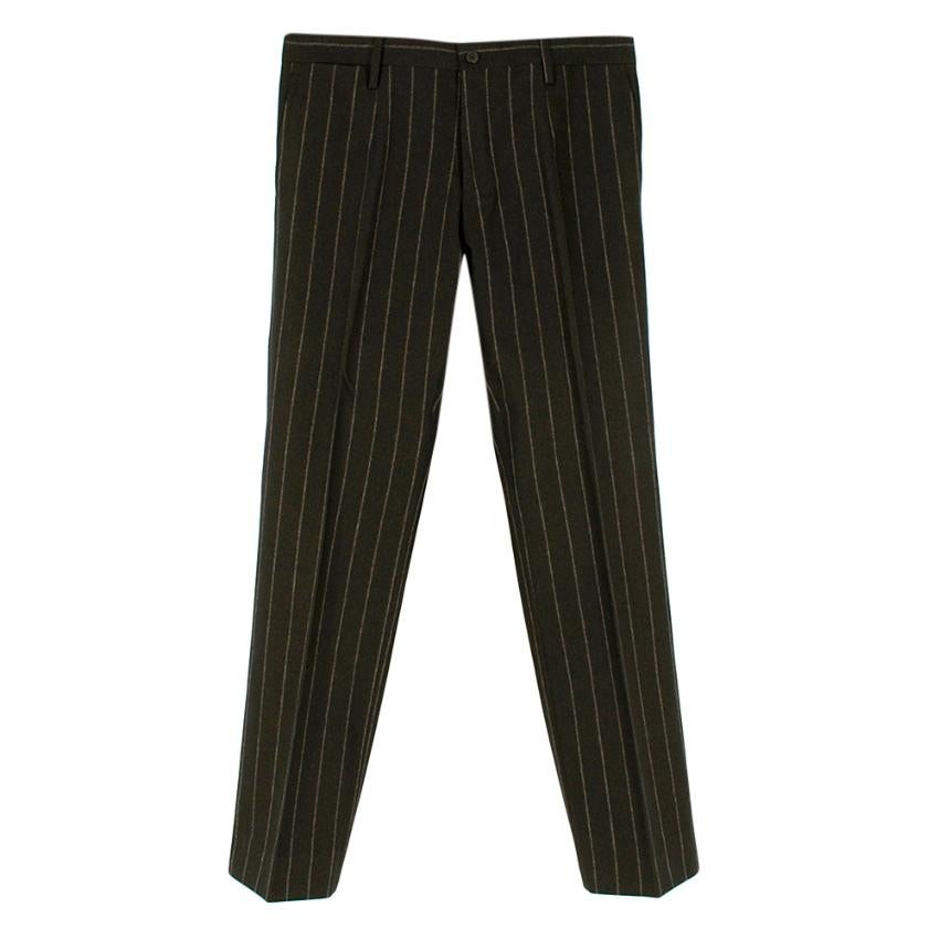 Dolce & Gabbana Brown Wool Pinstripe 3 Piece Suit - Size L EU 50 2