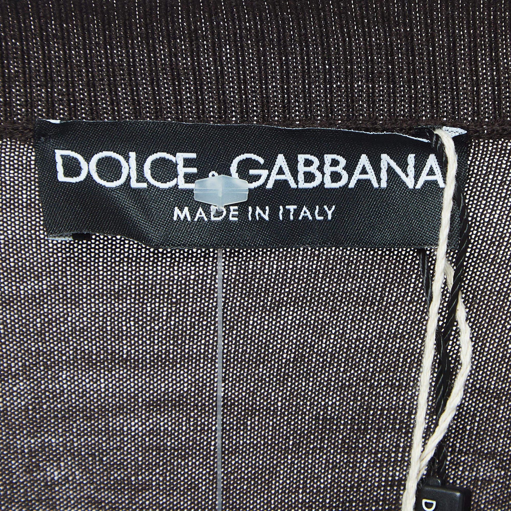 Women's Dolce & Gabbana Brown Wool Wrap Around Cardigan M