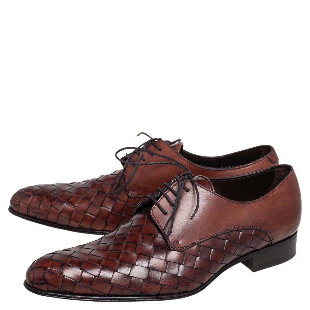 Dolce & Gabbana Brown Woven Leather Lace Derby Size 41 2