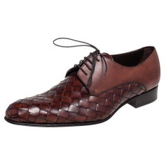 Dolce & Gabbana Brown Woven Leather Lace Derby Size 41