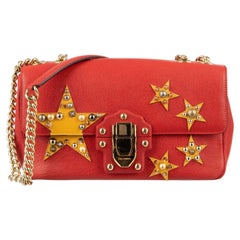 Dolce & Gabbana Buffalo Leather Shoulder Bag LUCIA with China Flag and Studs Red