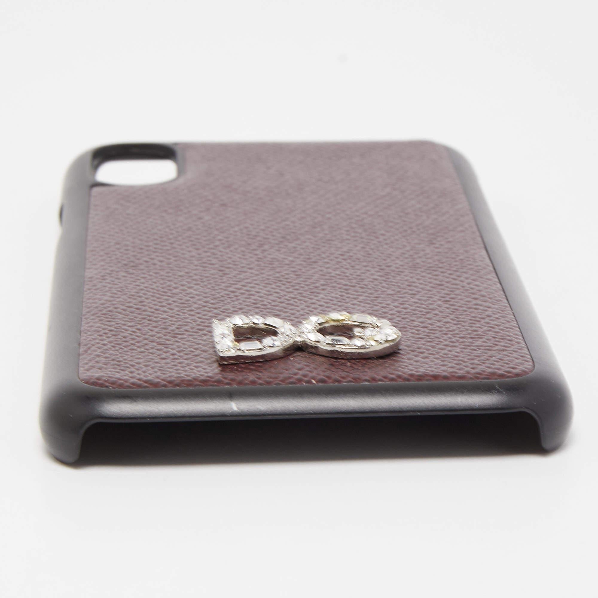Dolce & Gabbana Burgundy/Black Leather iPhone X Cover For Sale 1