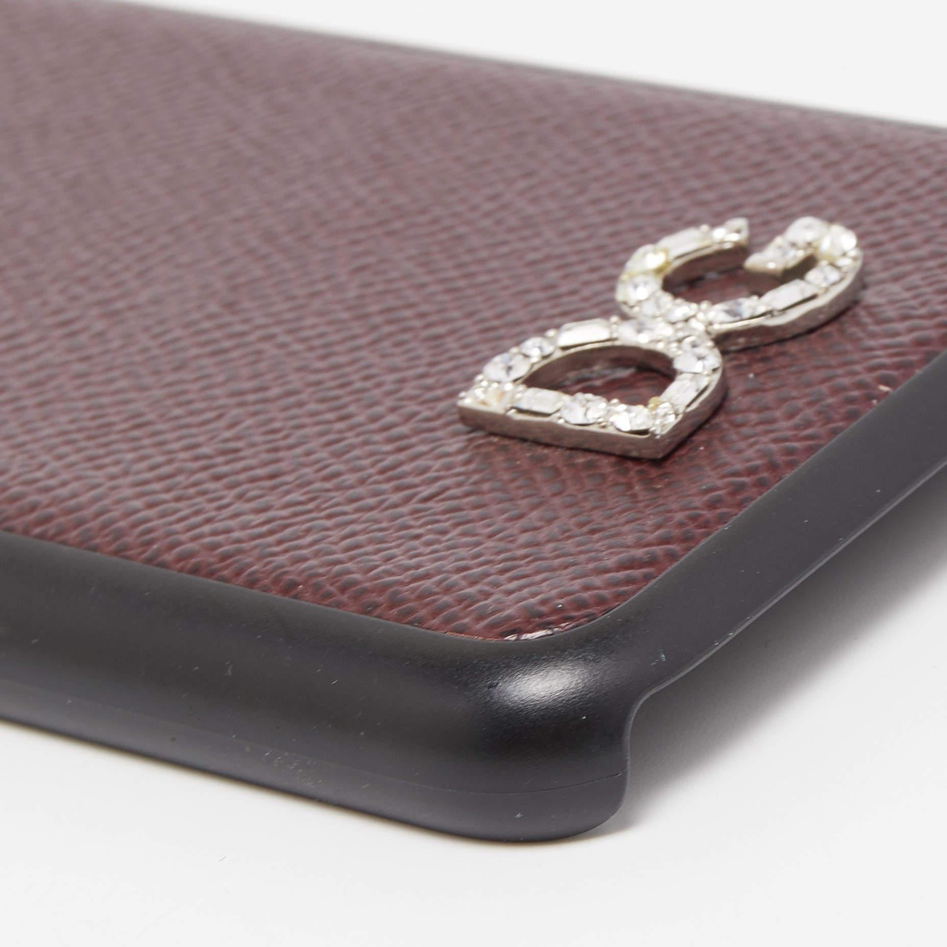 Dolce & Gabbana Burgundy/Black Leather iPhone X Cover For Sale 2