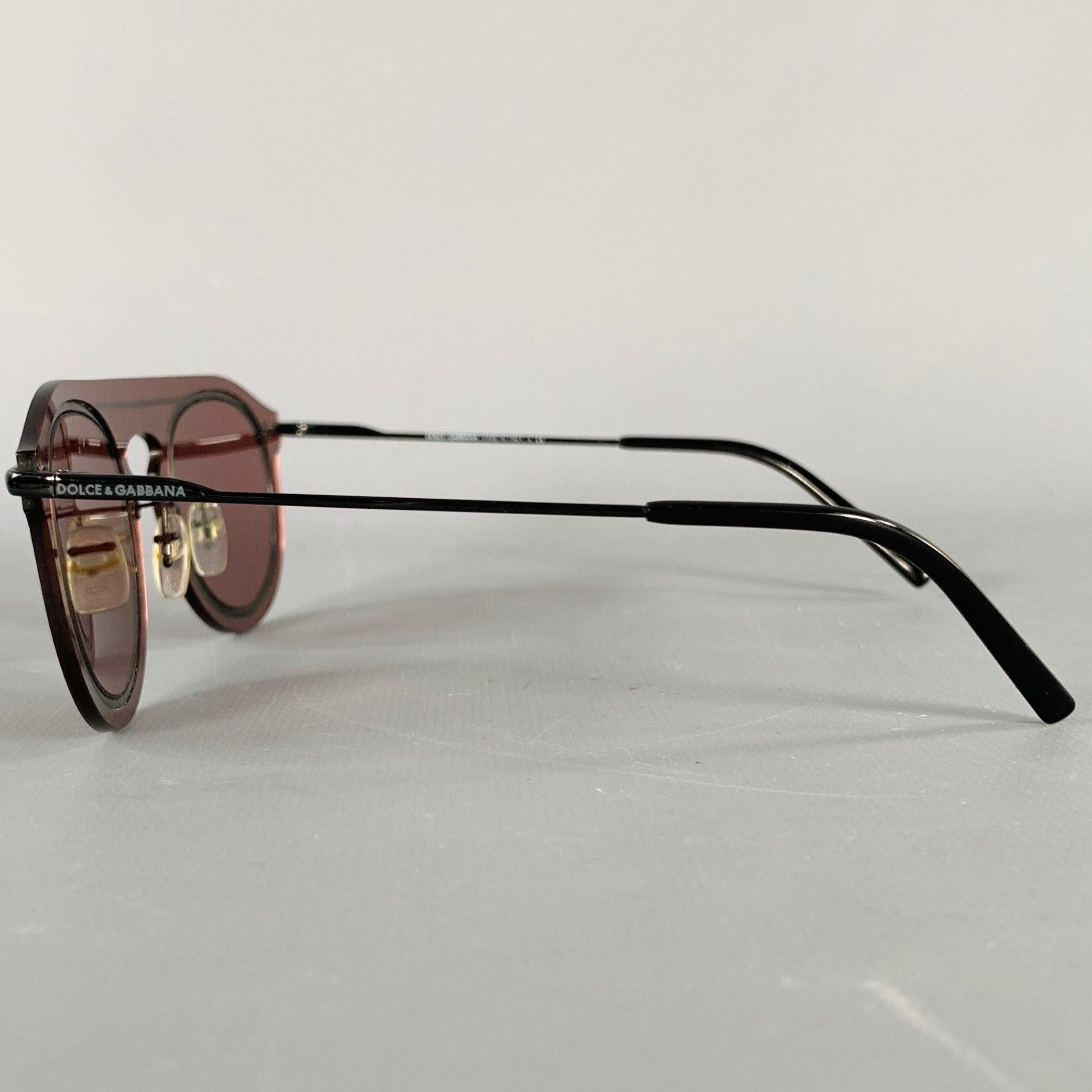 DOLCE & GABBANA Burgundy Black See Through Acetate Sunglasses In Good Condition In San Francisco, CA