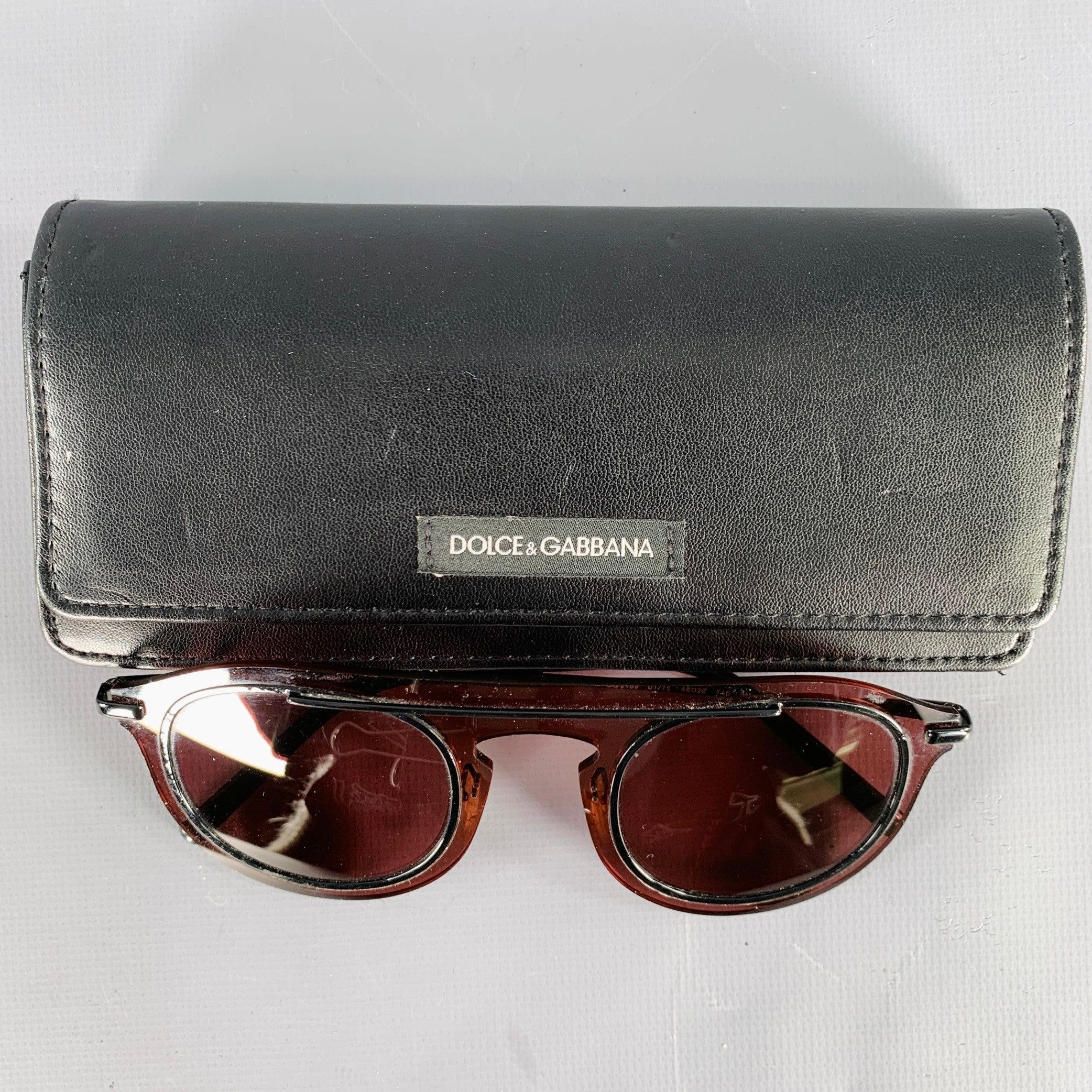 DOLCE & GABBANA Burgundy Black See Through Acetate Sunglasses 2