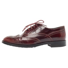 Dolce & Gabbana Burgundy Brogue Leather Lace Up Oxfords Size 38.5