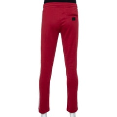 Dolce & Gabbana Burgundy Cotton Contrast Trim Detail Sweat Pants S