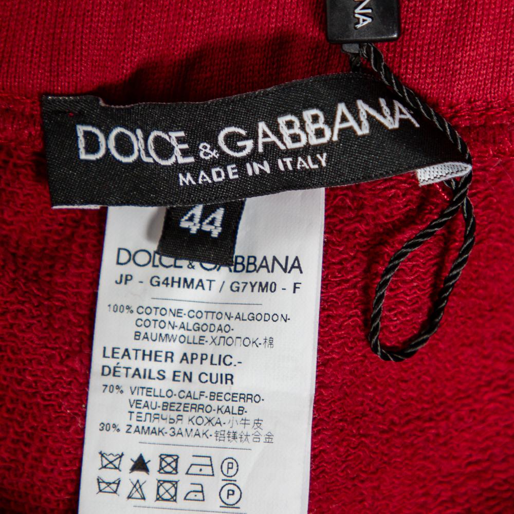 Dolce &amp; Gabbana Burgunderfarbene Sweathose aus Baumwolle mit Kontrastbesatz S Herren im Angebot