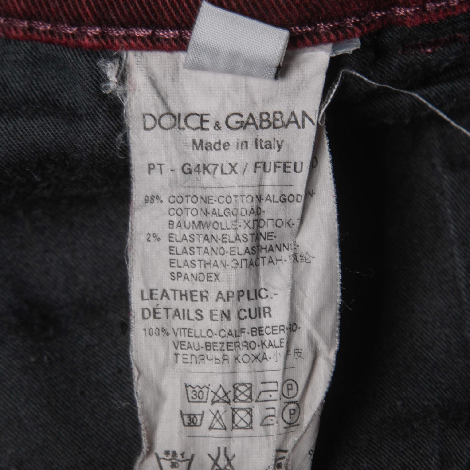 Men's Dolce & Gabbana Burgundy Denim 14 Stretch Jeans M Waist 34