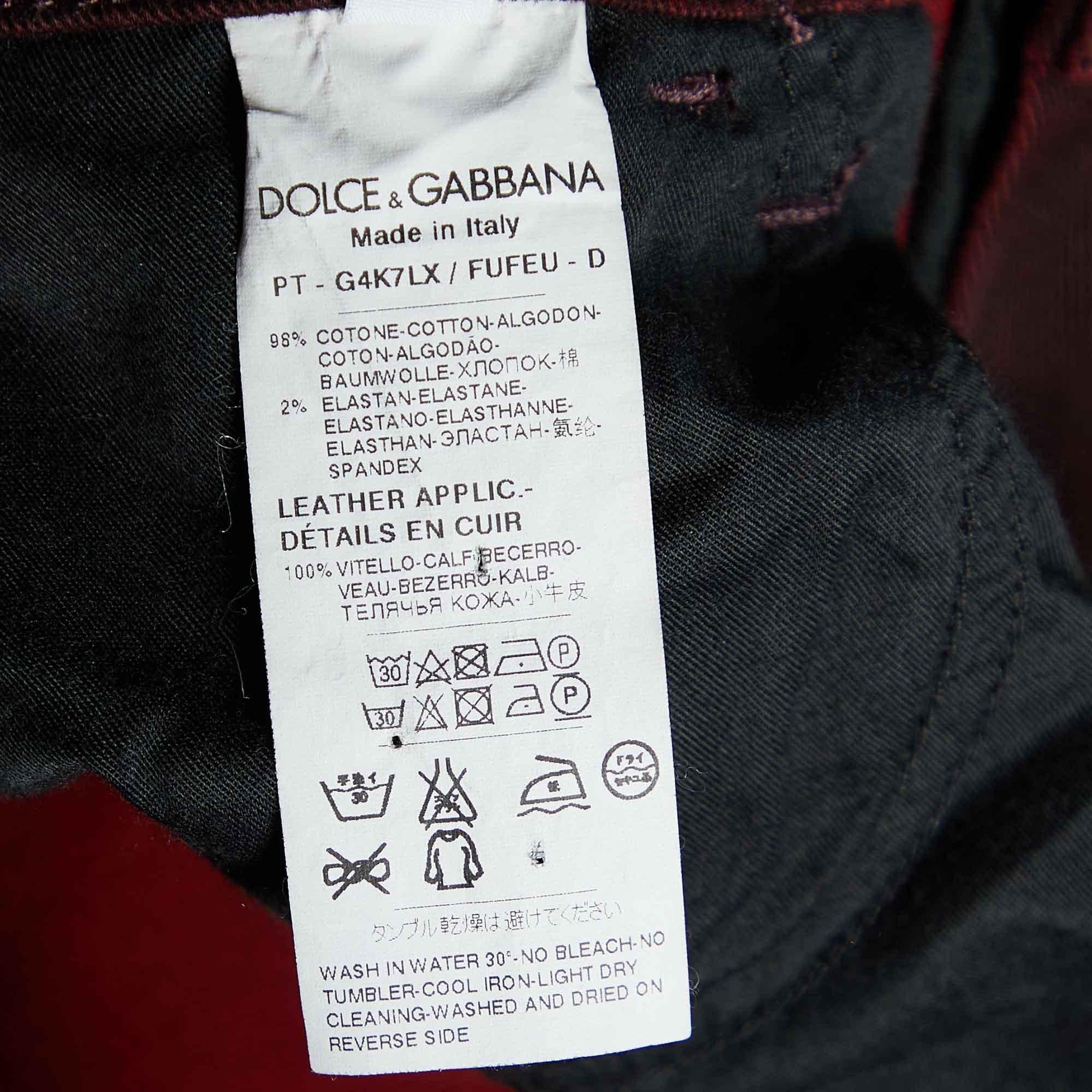 Men's Dolce & Gabbana Burgundy Denim 14 Stretch Slim Fit Jeans M/Waist 33.5
