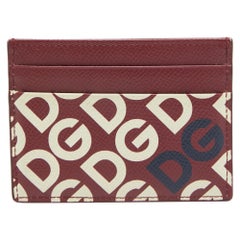 Dolce & Gabbana Burgundy DG Mania Leather Card Holder