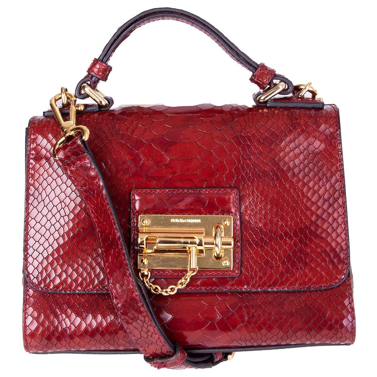 Python Burgundy DOLCE and GABBANA burgundy FAUX PYTHON MONICA SMALL Bag For Sale at ...