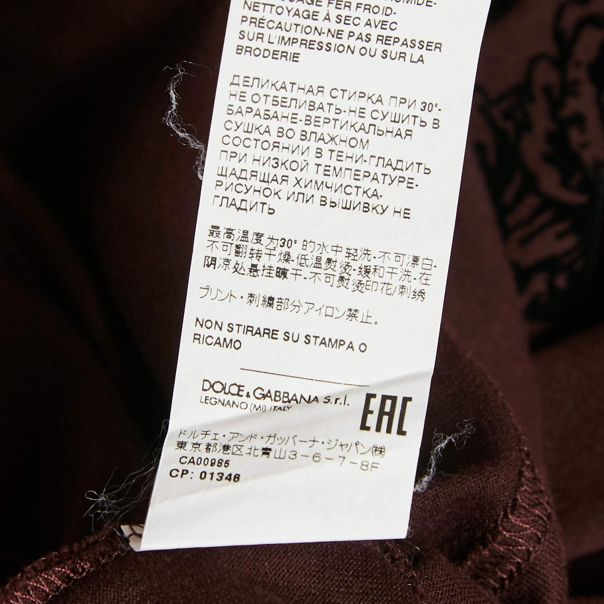 Dolce & Gabbana Burgunderfarbenes T-Shirt aus Baumwolle mit Uhrendruck 4XL 1