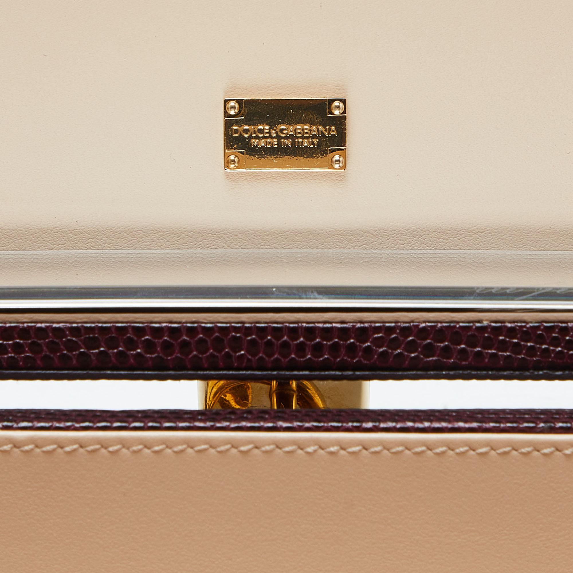 Dolce & Gabbana Burgundy Iguana Embossed Leather Box Bag 4