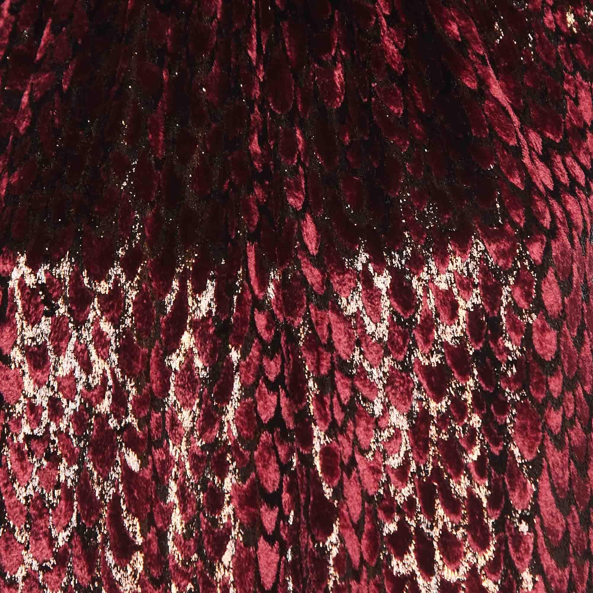 Brown Dolce & Gabbana Burgundy Lace Trim Lurex and Velvet Shift Dress S