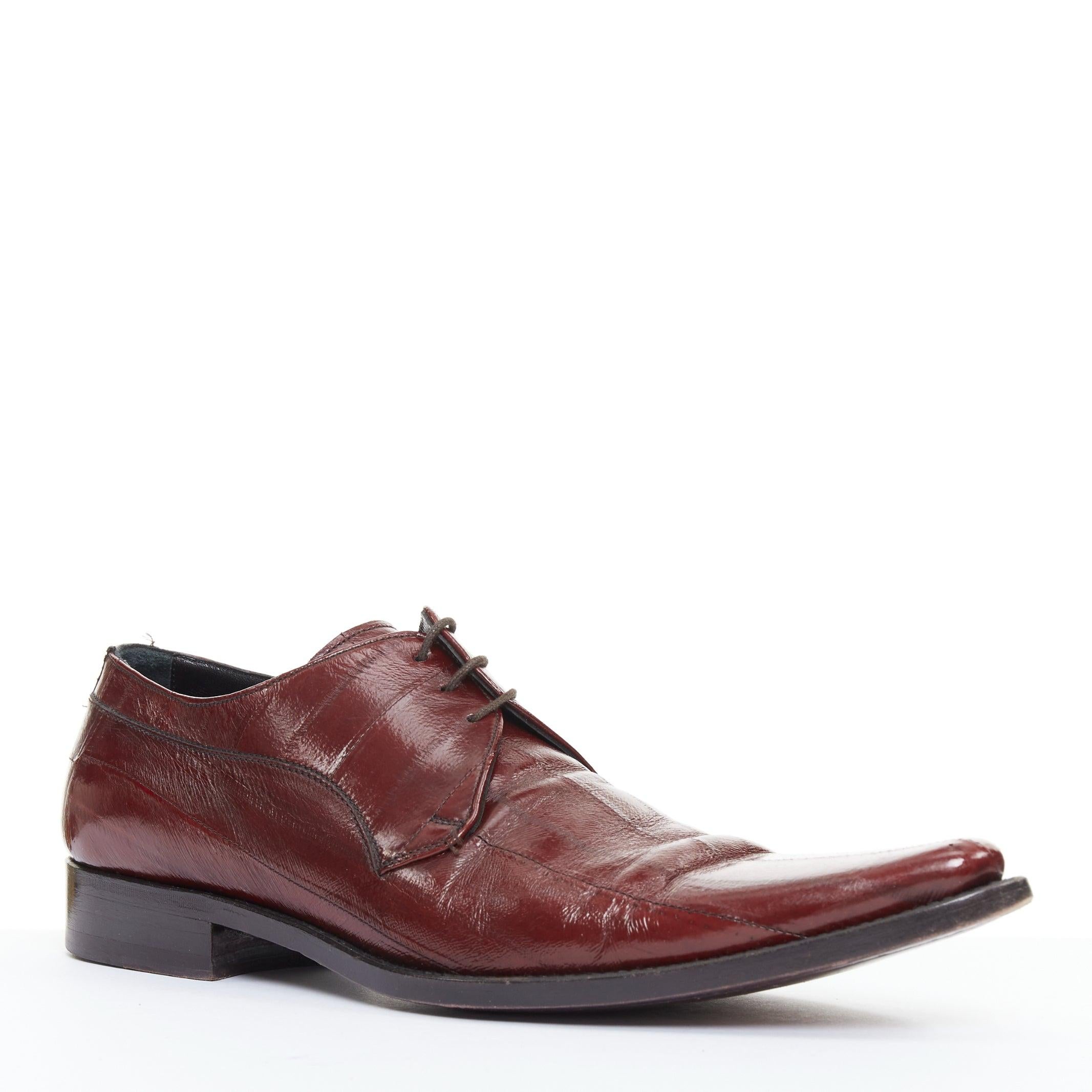 Marrone DOLCE GABBANA scarpe brogue a punta arricciata in pelle bordeaux UK6 EU40 in vendita