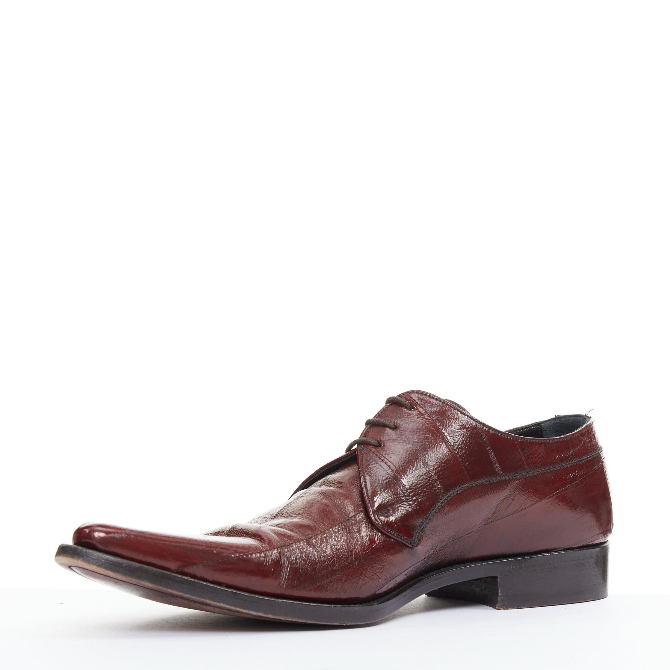 DOLCE GABBANA scarpe brogue a punta arricciata in pelle bordeaux UK6 EU40 In condizioni discrete in vendita a Hong Kong, NT