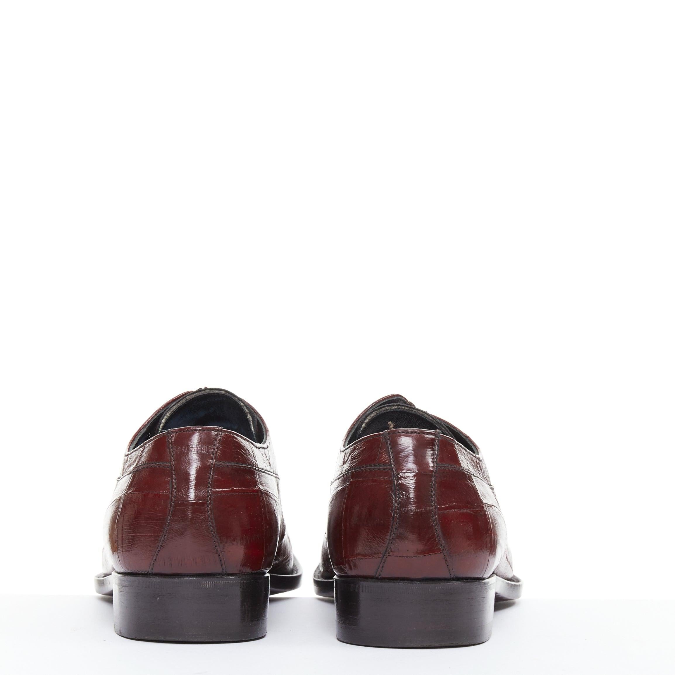 Uomo DOLCE GABBANA scarpe brogue a punta arricciata in pelle bordeaux UK6 EU40 in vendita