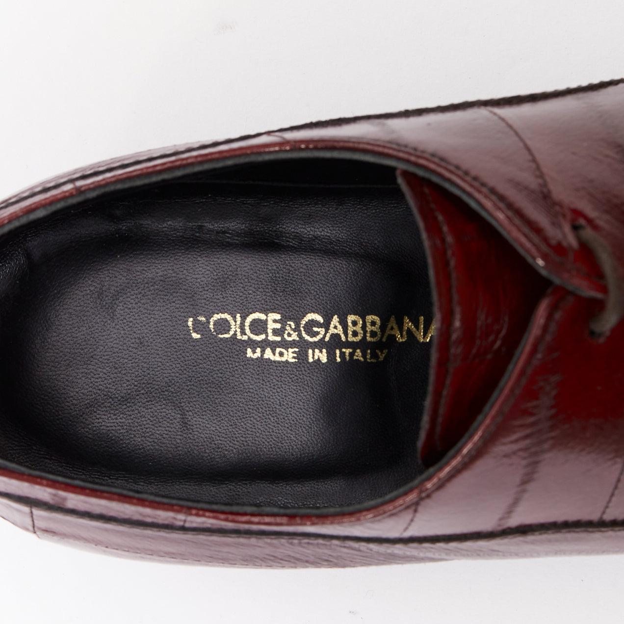 DOLCE GABBANA scarpe brogue a punta arricciata in pelle bordeaux UK6 EU40 in vendita 4