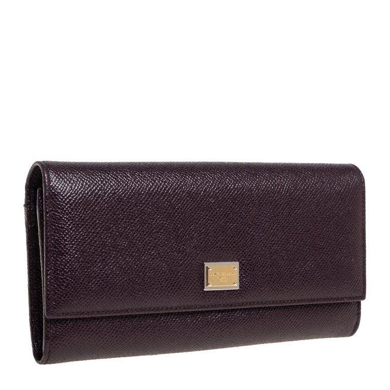Dolce and Gabbana Burgundy Leather Dauphine Continental Wallet For