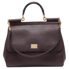 Dolce & Gabbana - Borsa grande Miss Sicily in pelle borgogna con manico superiore